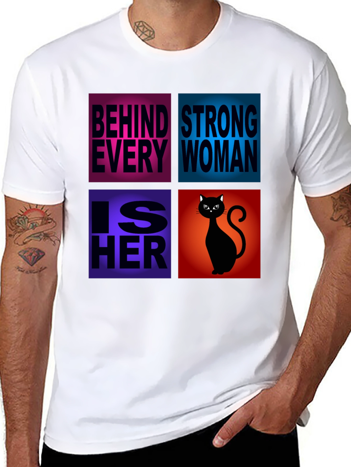 Behind Every Strong Woman Cat T-Shirt