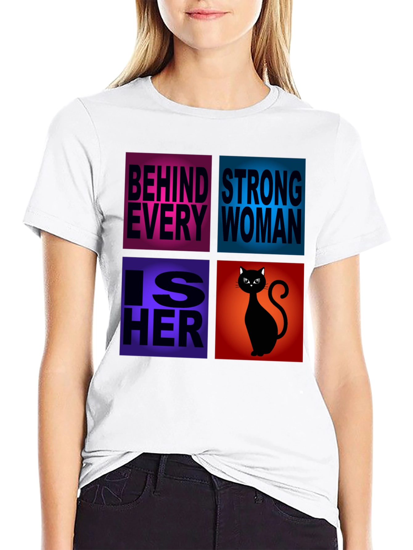 Behind Every Strong Woman Cat T-Shirt