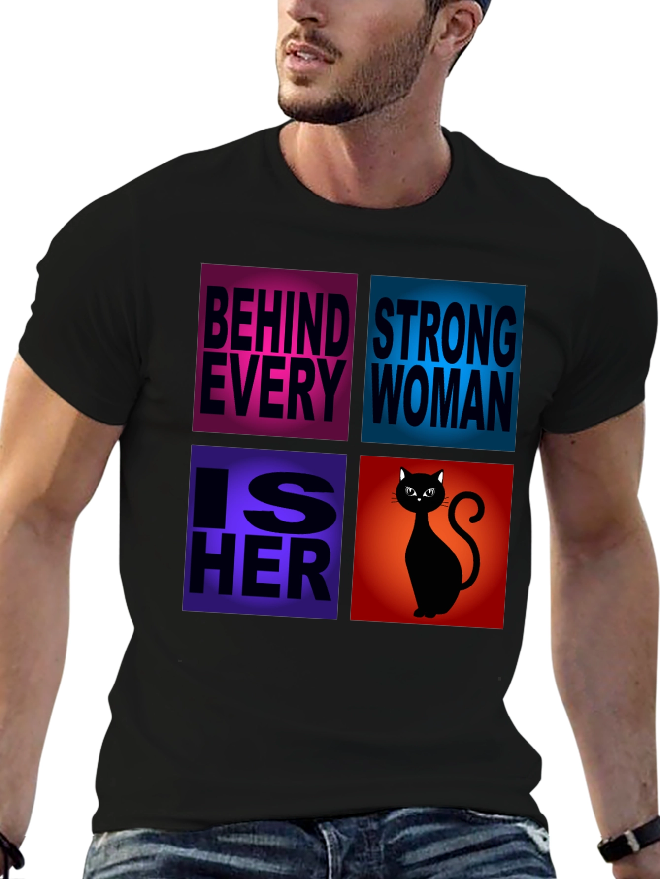 Behind Every Strong Woman Cat T-Shirt