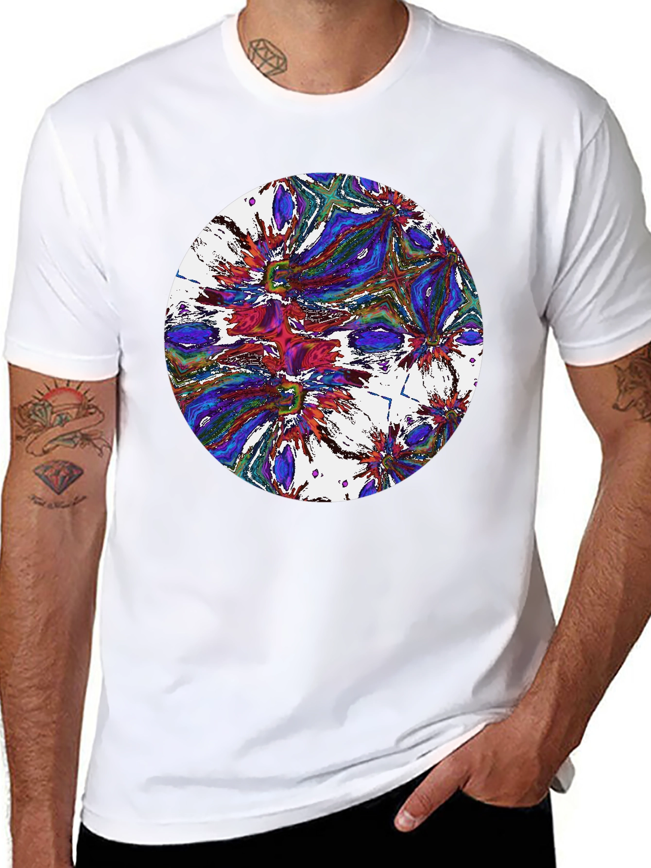 Abstract Circle Graphic Black T-Shirt