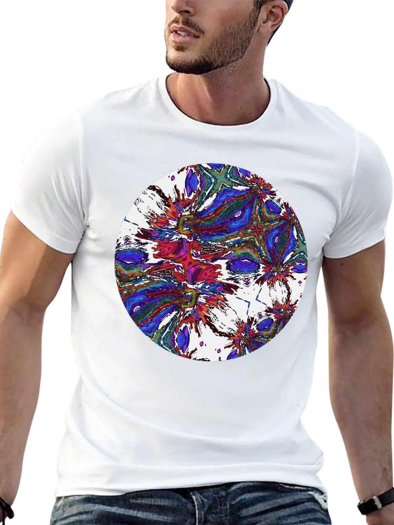 Abstract Circle Graphic Black T-Shirt