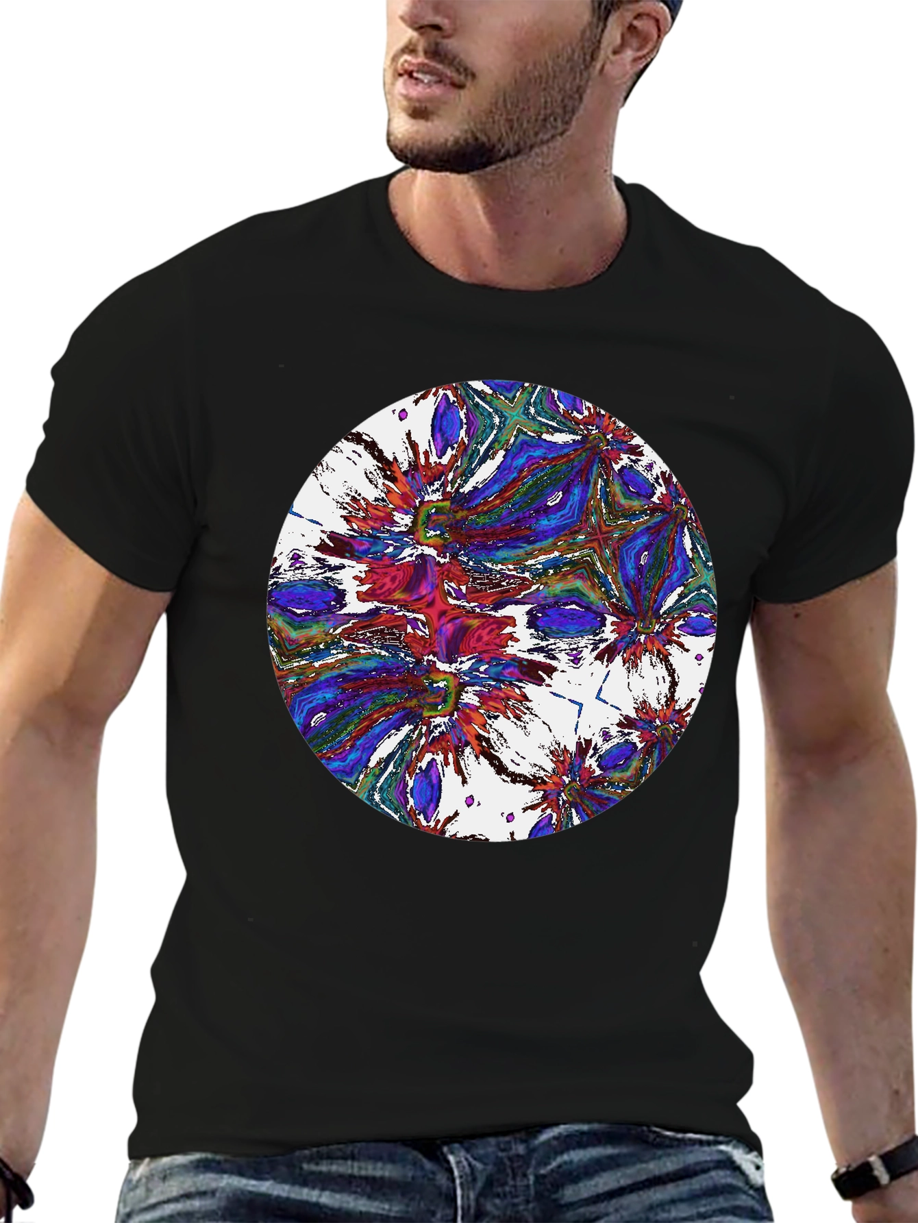 Abstract Circle Graphic Black T-Shirt