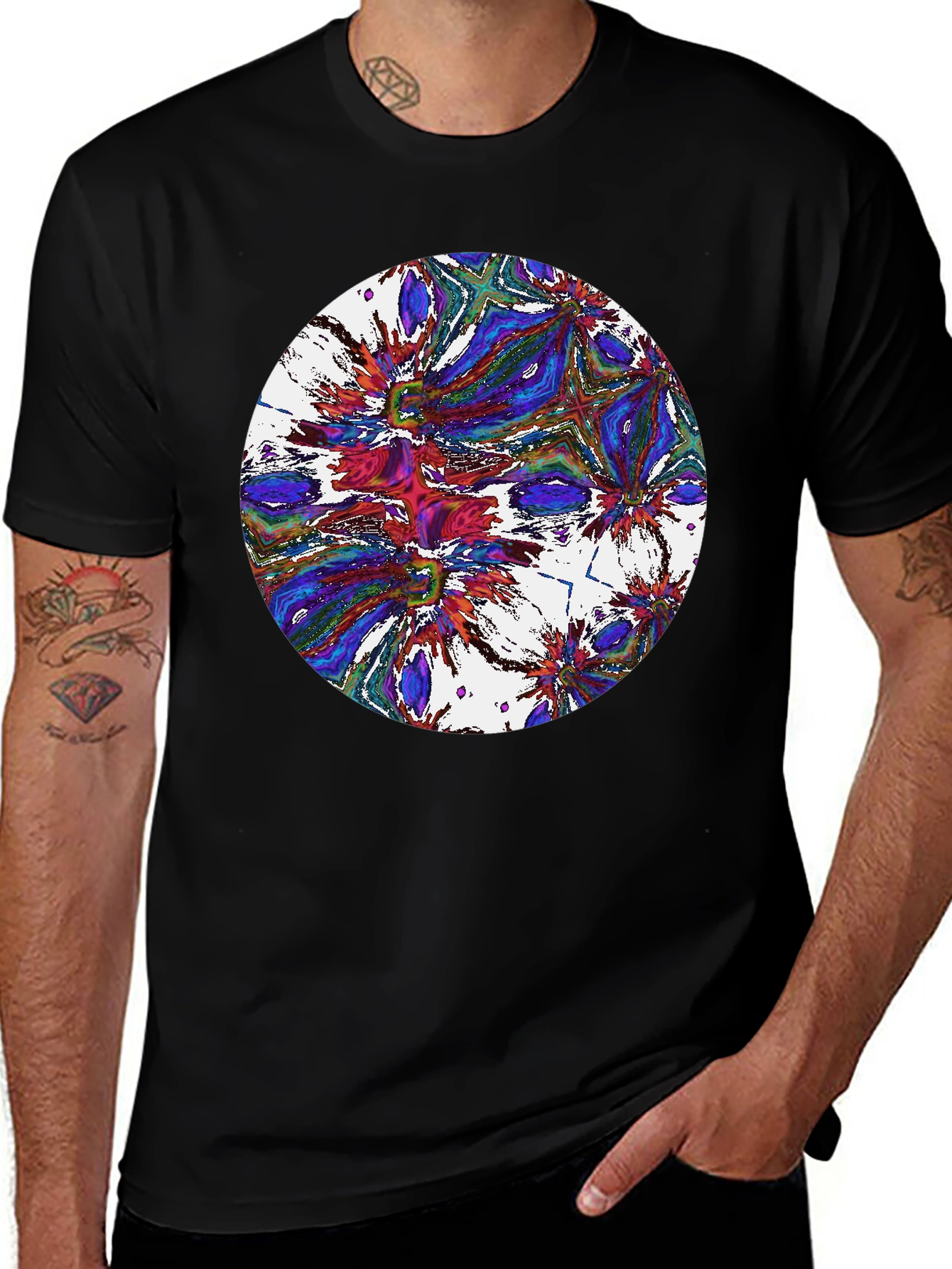 Abstract Circle Graphic Black T-Shirt