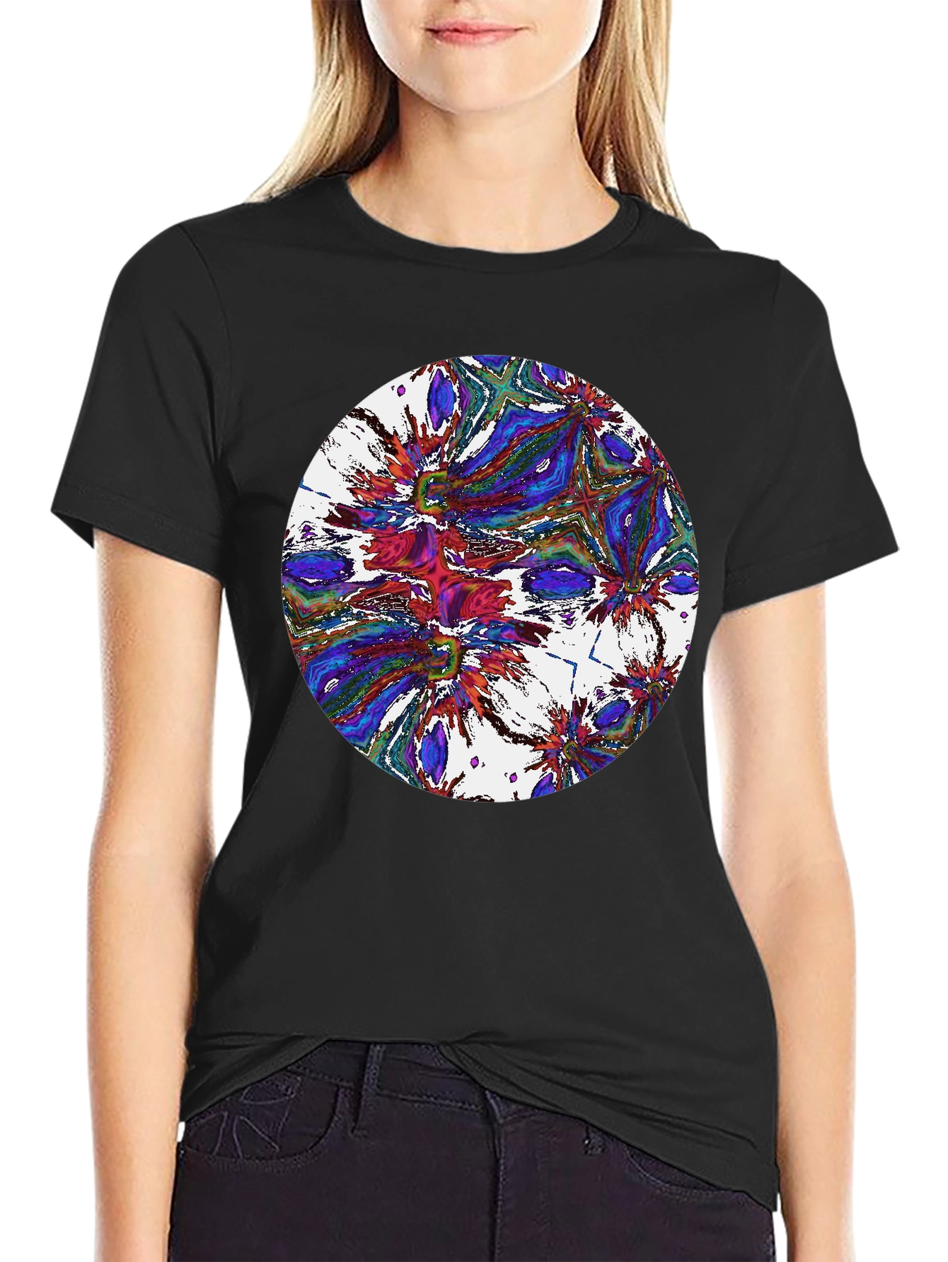 Abstract Circle Graphic Black T-Shirt