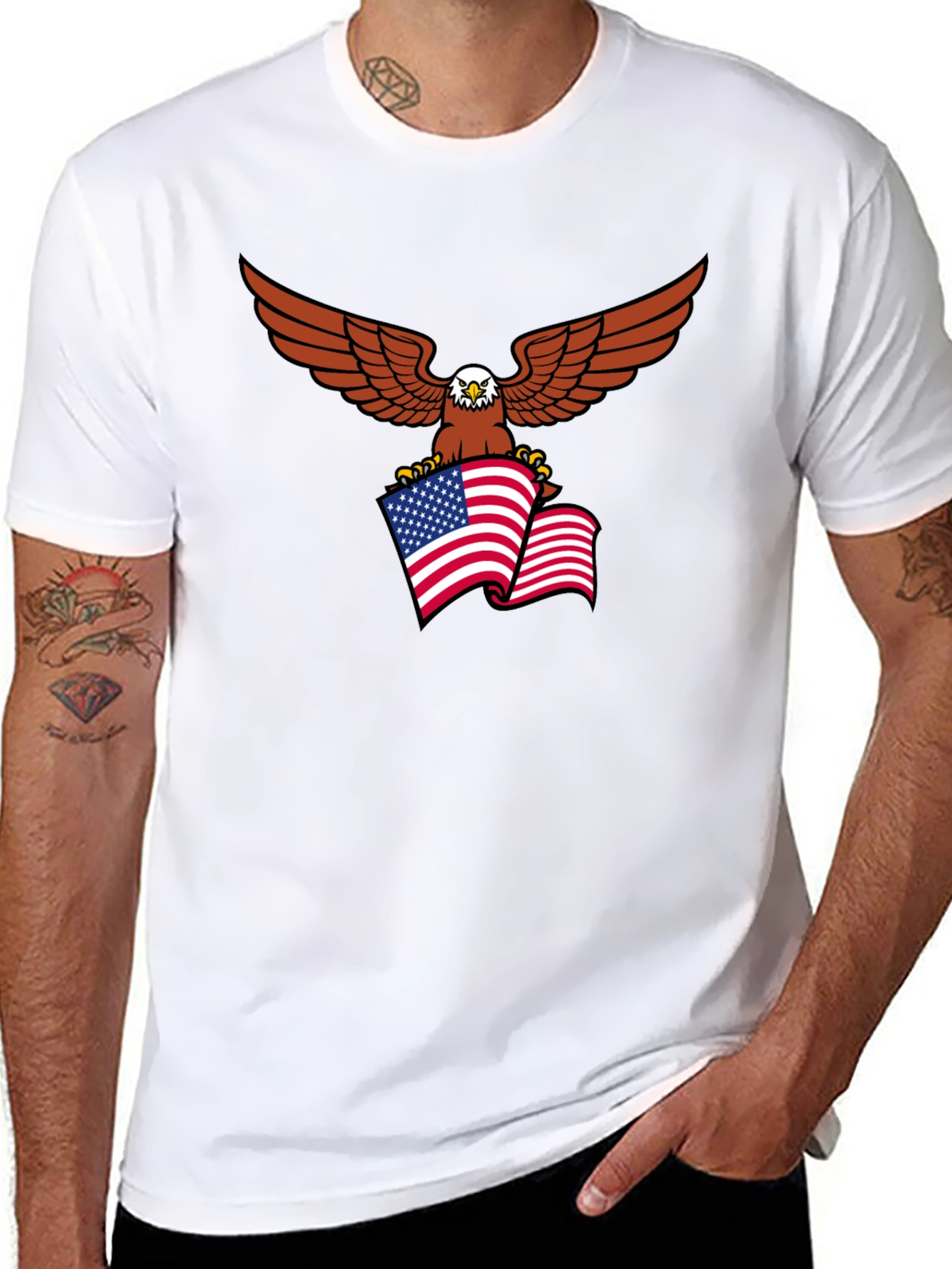 Eagle & US Flag Graphic Tee - Patriotic Style