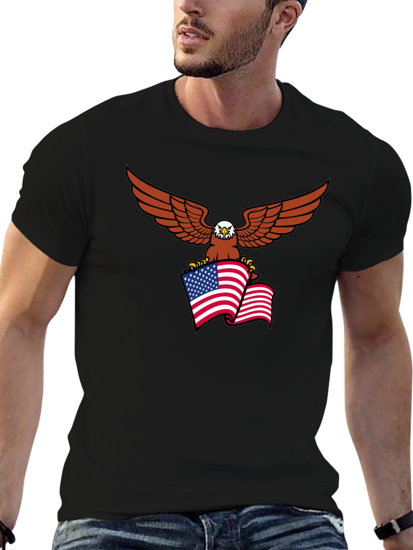 Eagle & US Flag Graphic Tee - Patriotic Style