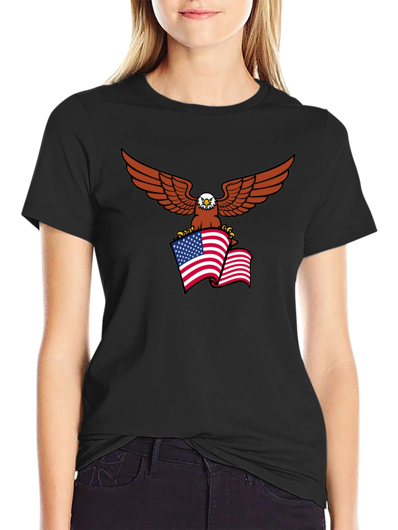 Eagle & US Flag Graphic Tee - Patriotic Style