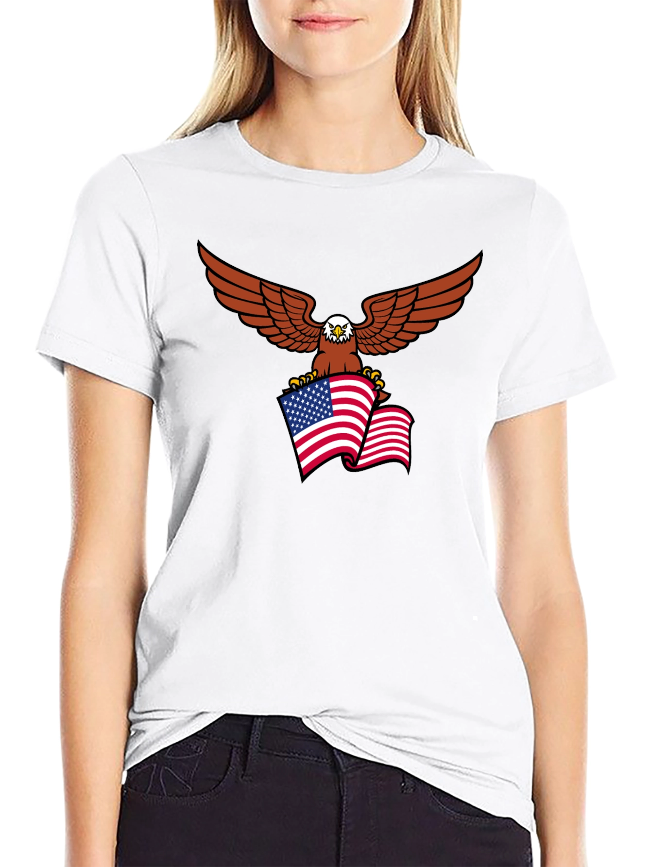 Eagle & US Flag Graphic Tee - Patriotic Style