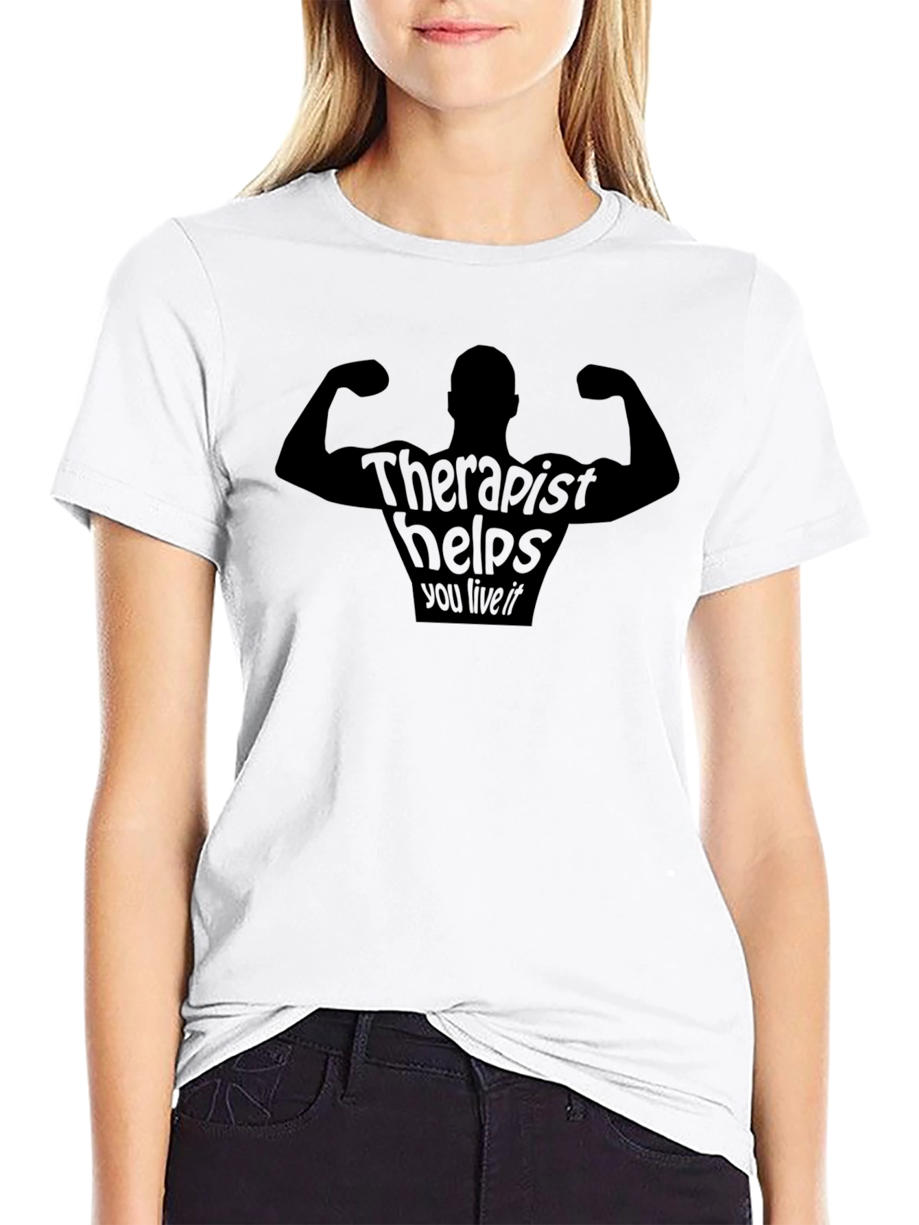 Therapist Helps You Live It Black T-Shirt