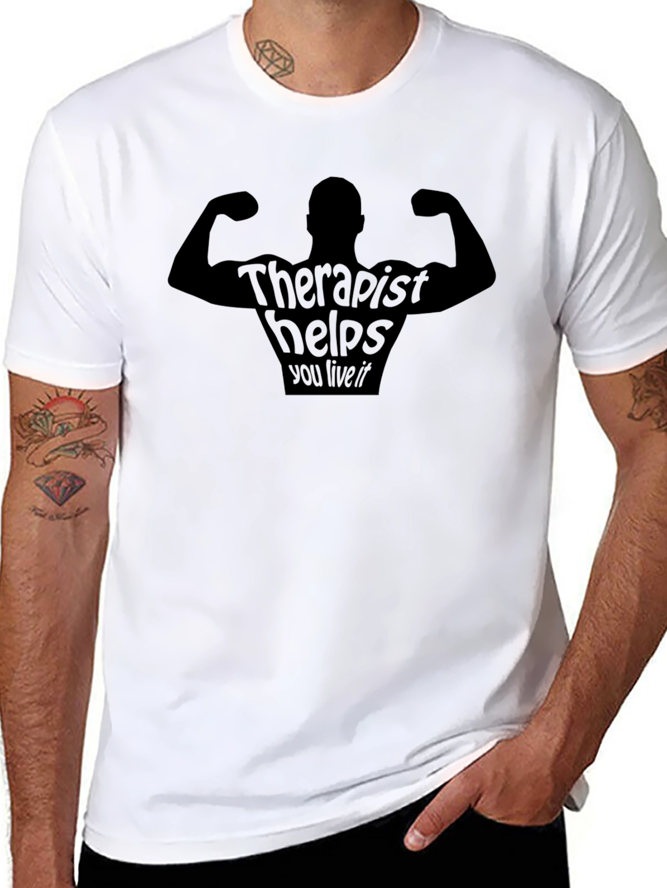 Therapist Helps You Live It Black T-Shirt