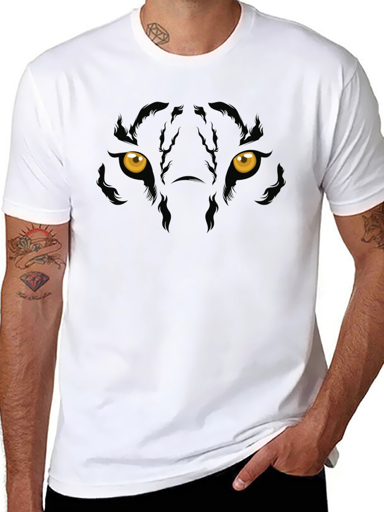 Black Panther Eyes Graphic Print Mens T-Shirt