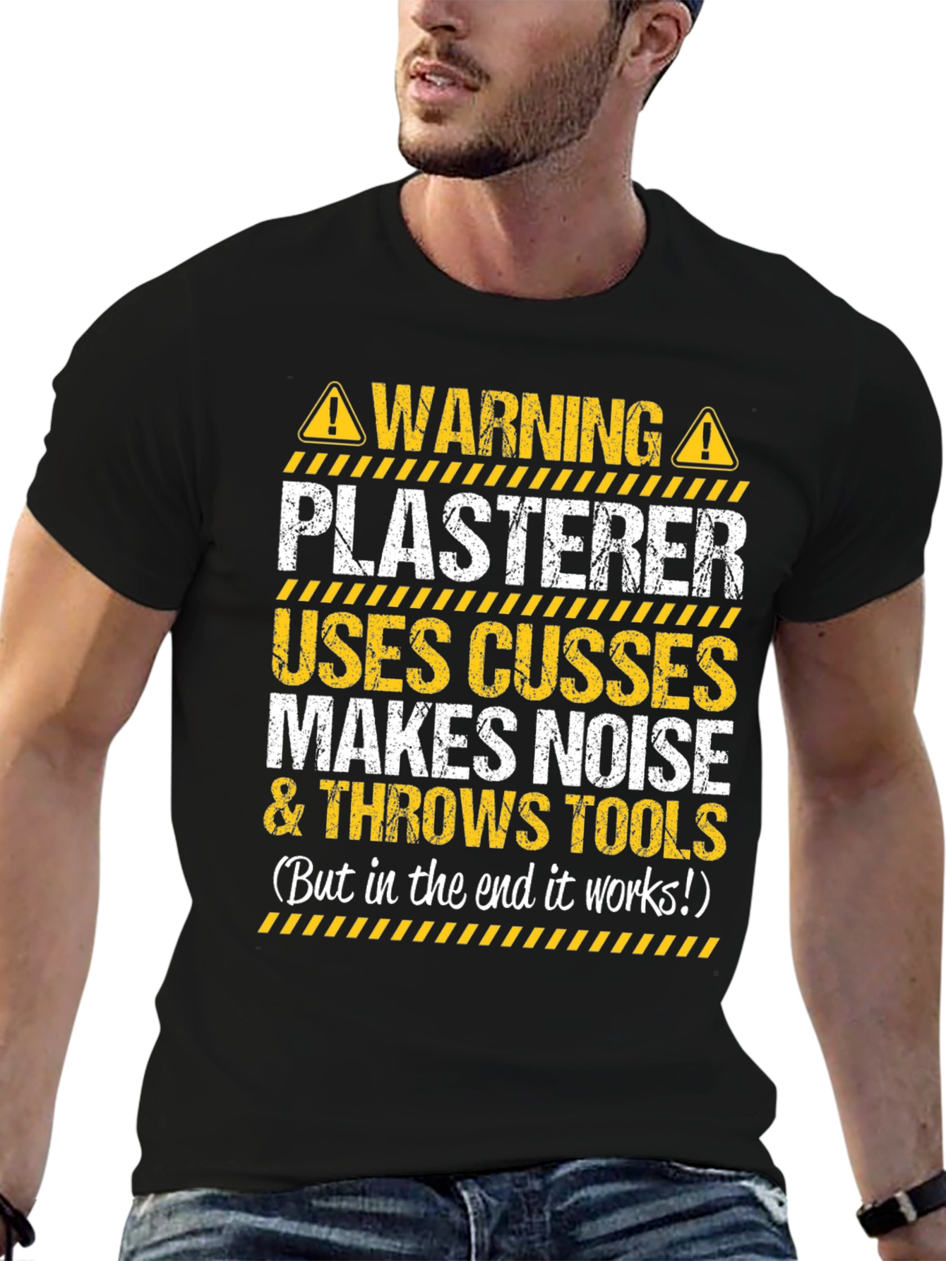 Warning Plasterer T-Shirt - Funny Construction Worker Tee