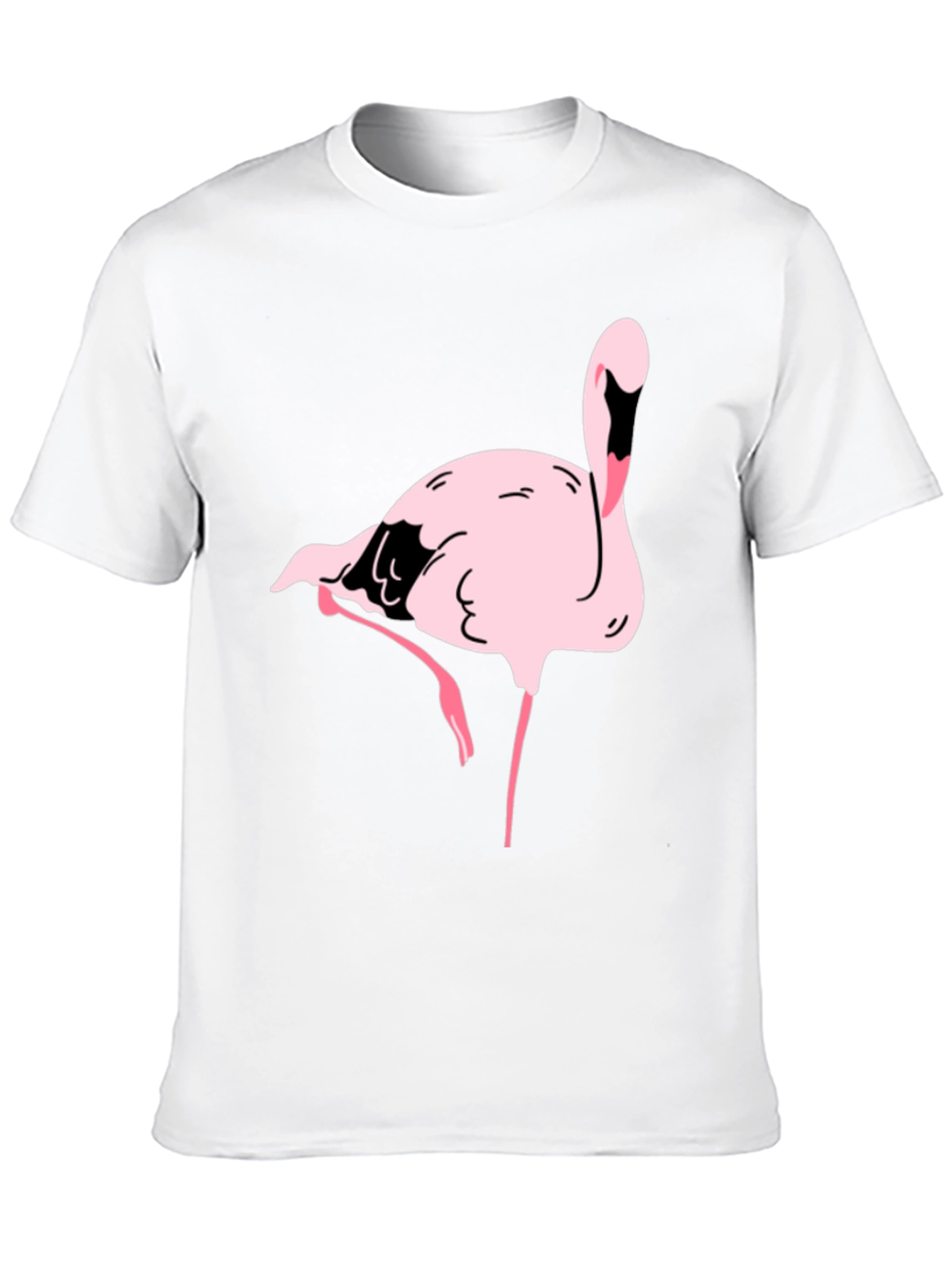 Black T-Shirt with Pink Flamingo Graphic Print