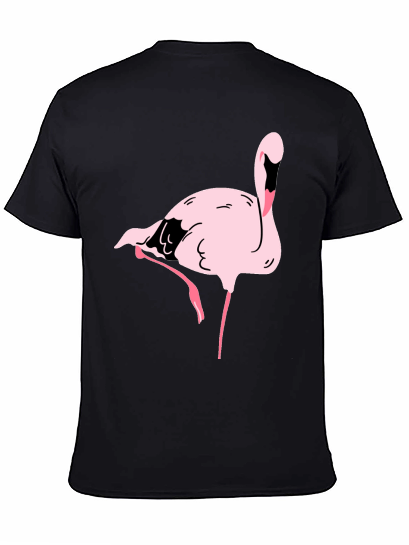 Black T-Shirt with Pink Flamingo Graphic Print
