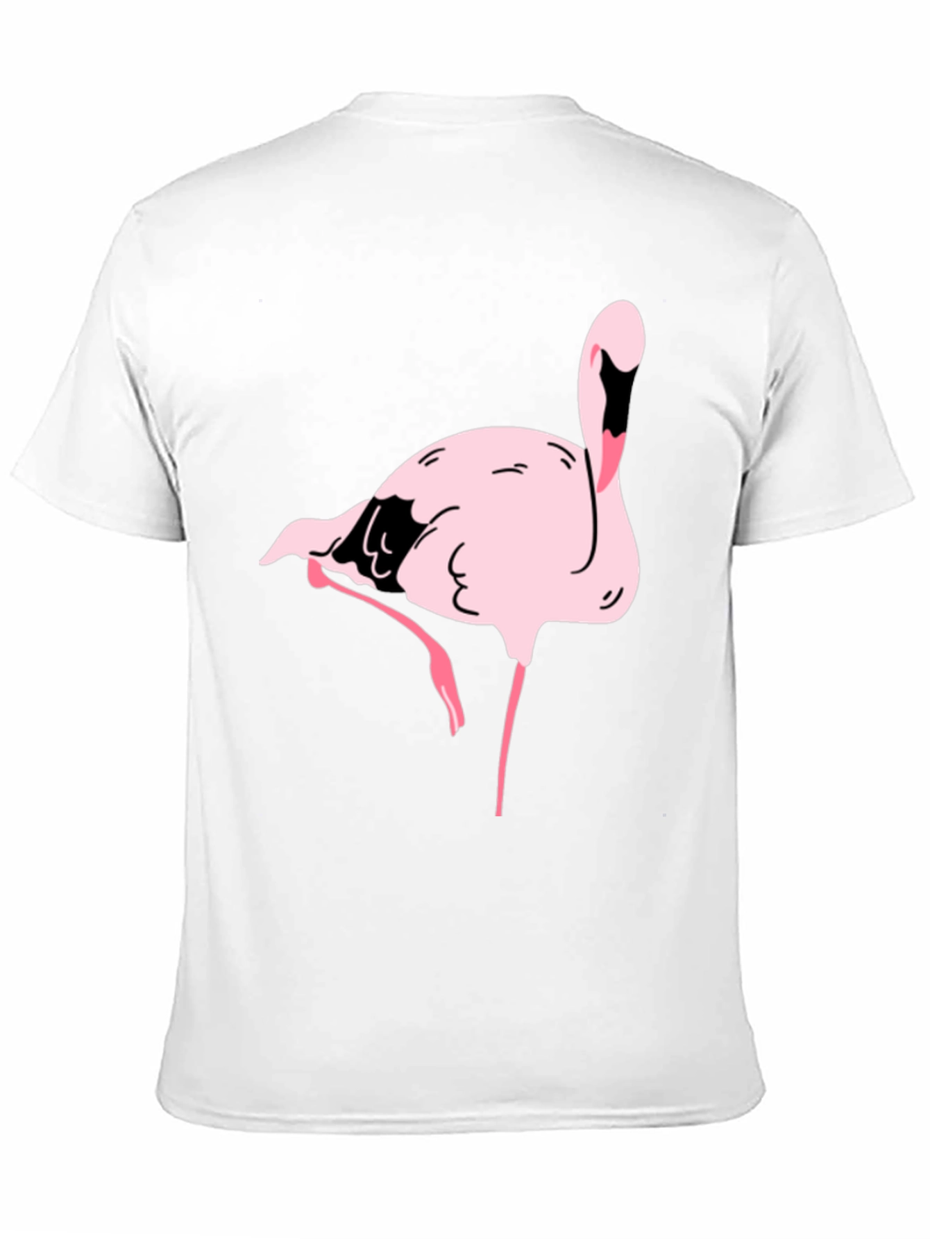 Black T-Shirt with Pink Flamingo Graphic Print