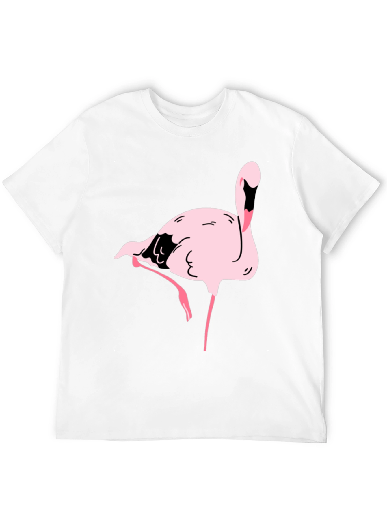 Black T-Shirt with Pink Flamingo Graphic Print