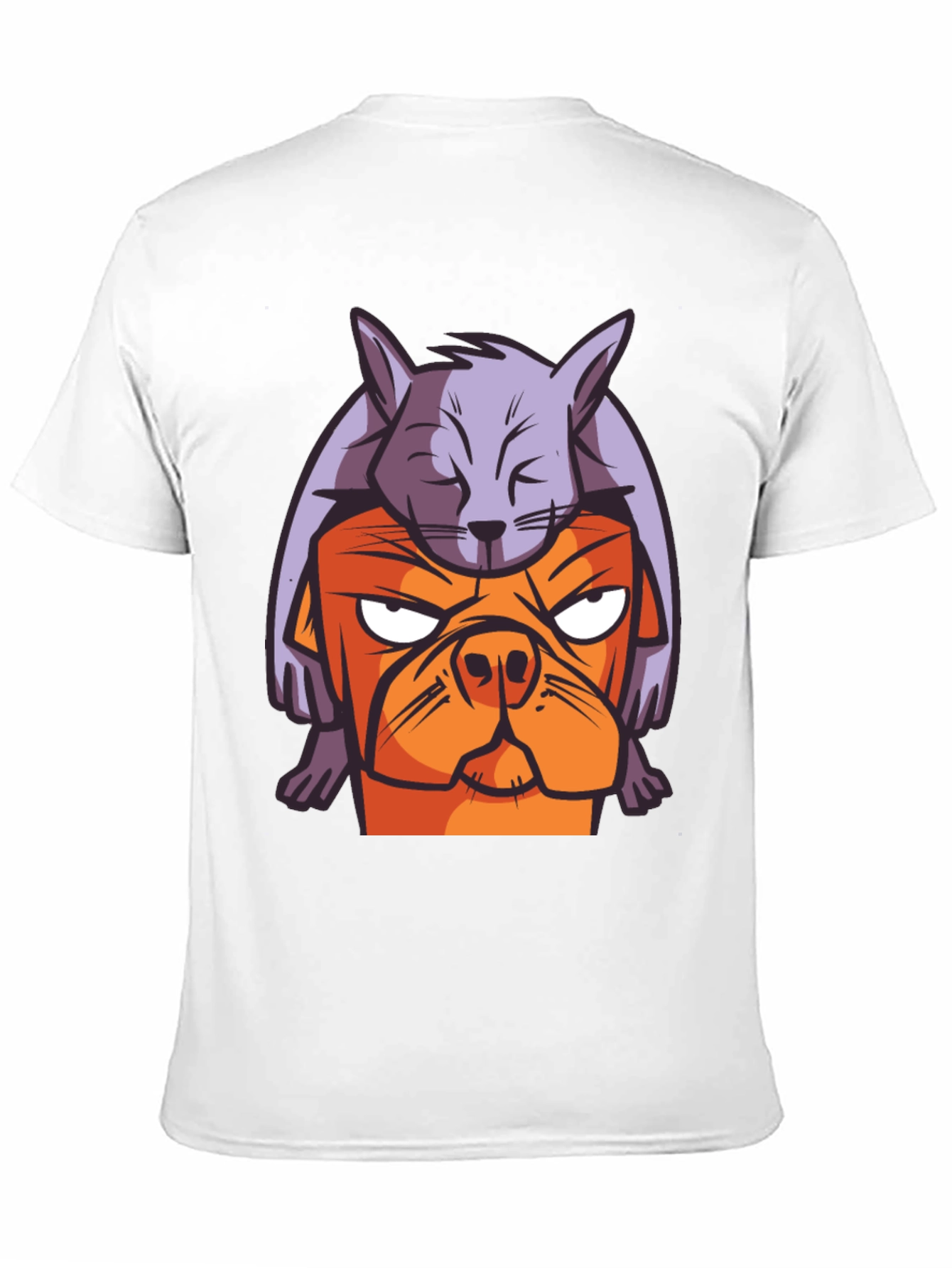 Dog & Cat Cartoon Graphic Black T-Shirt