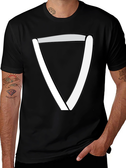 Minimalist White Triangle Graphic Black Tee
