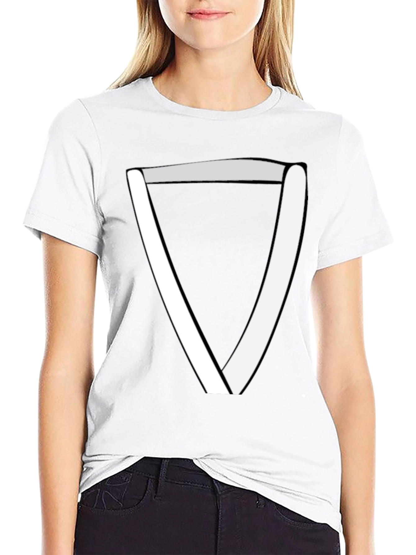 Minimalist White Triangle Graphic Black Tee