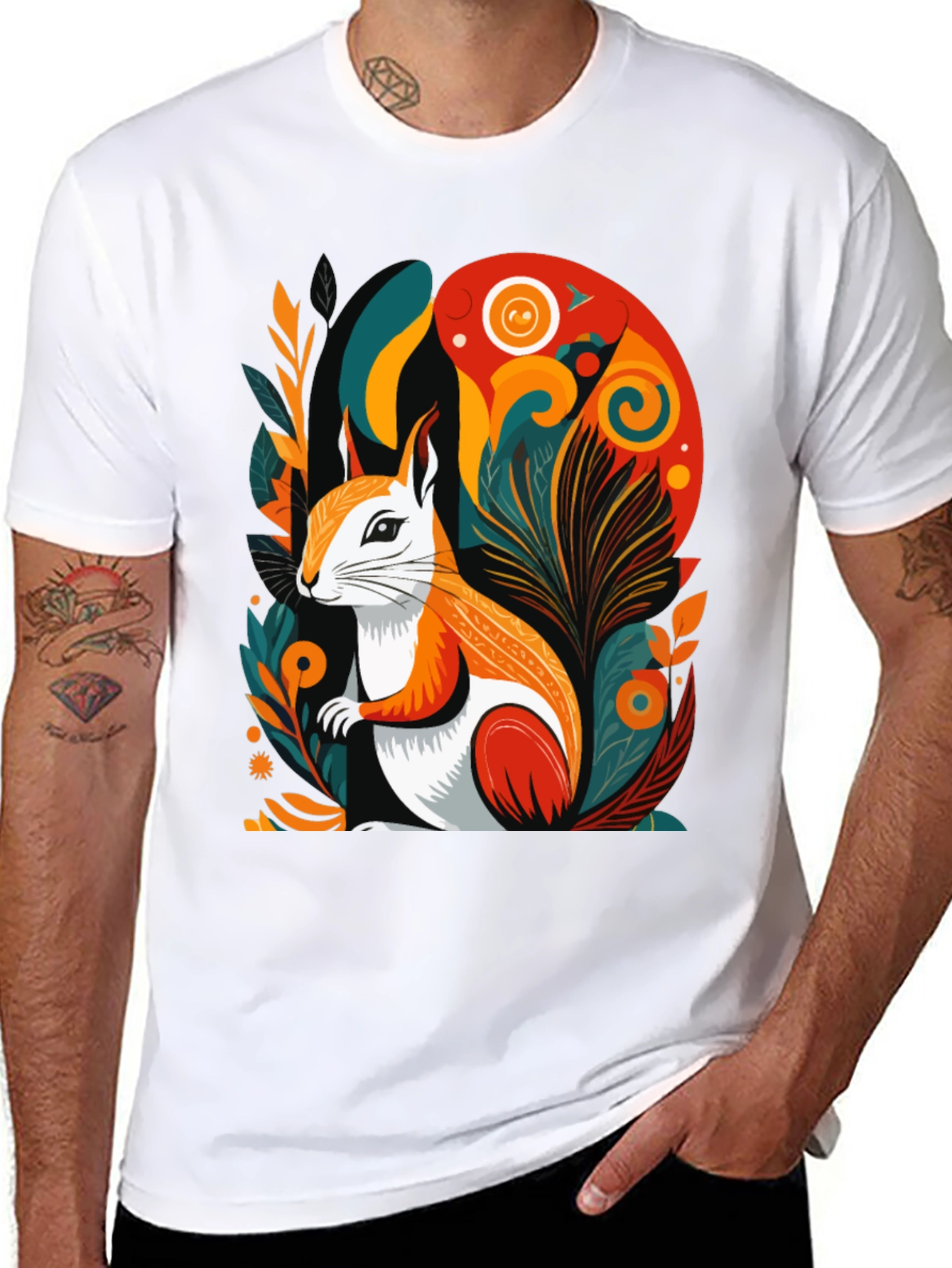 Squirrel Art Graphic Tee - Modern Style