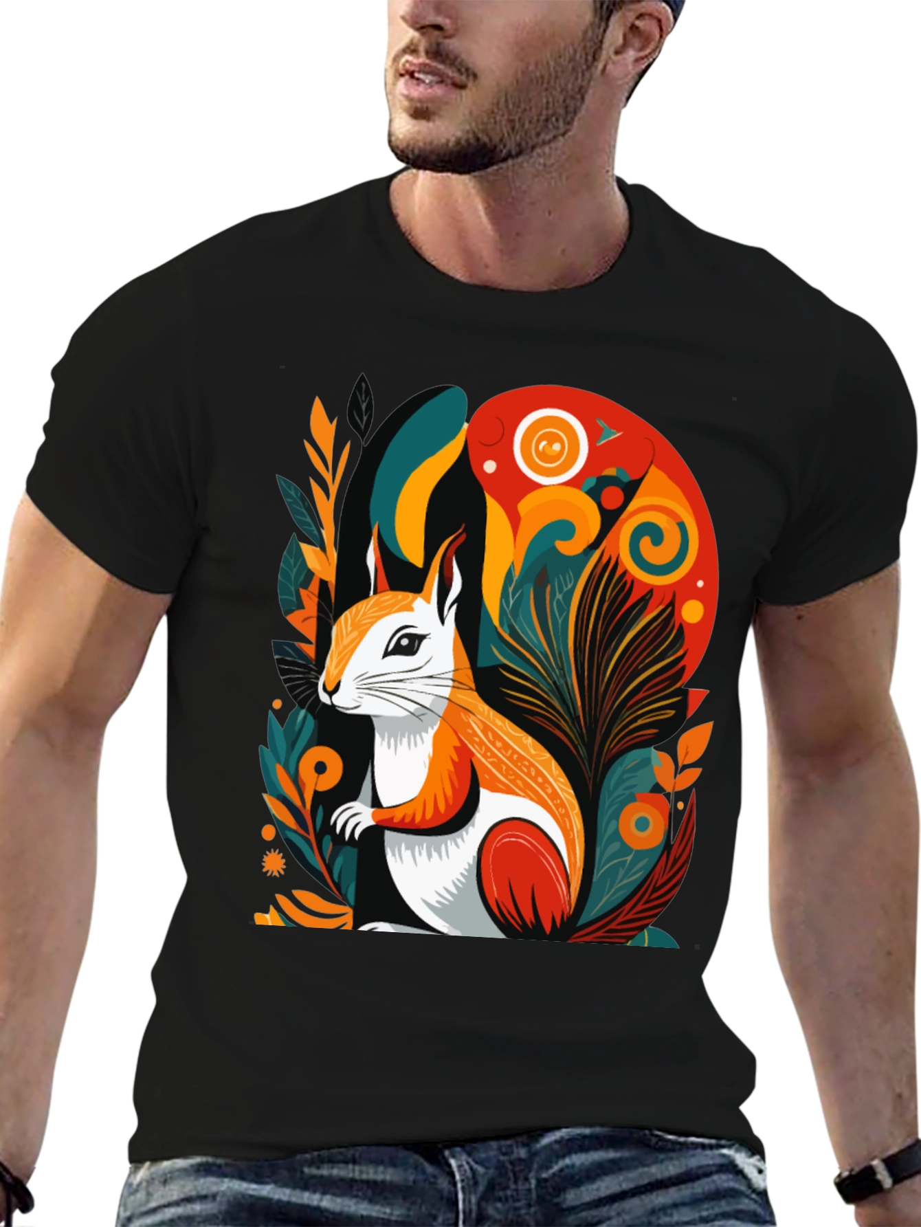 Squirrel Art Graphic Tee - Modern Style