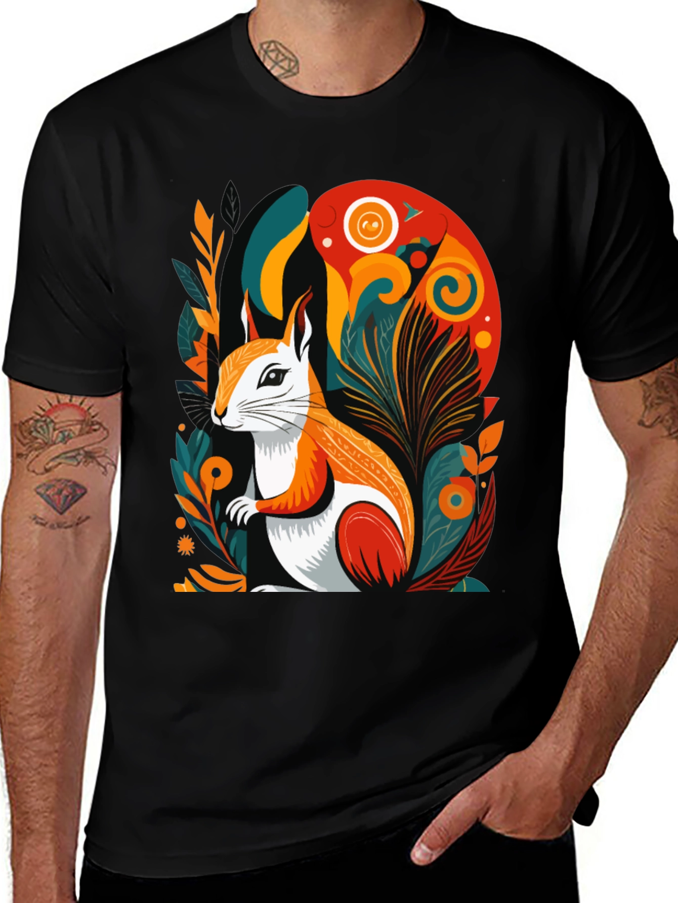 Squirrel Art Graphic Tee - Modern Style
