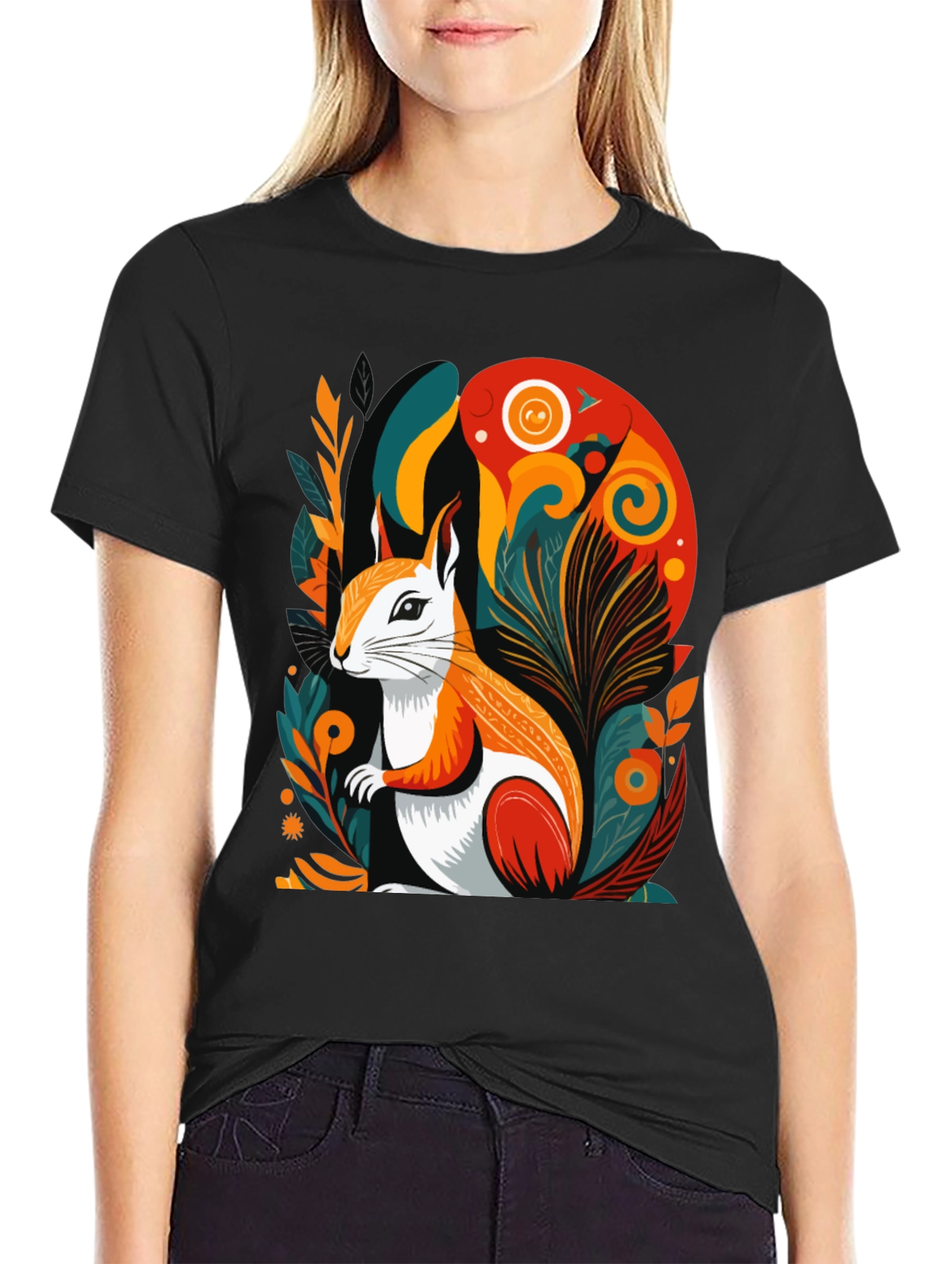 Squirrel Art Graphic Tee - Modern Style