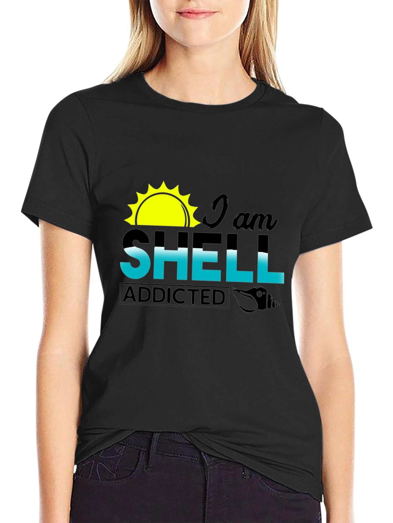 I am Shell Addicted Black T-Shirt