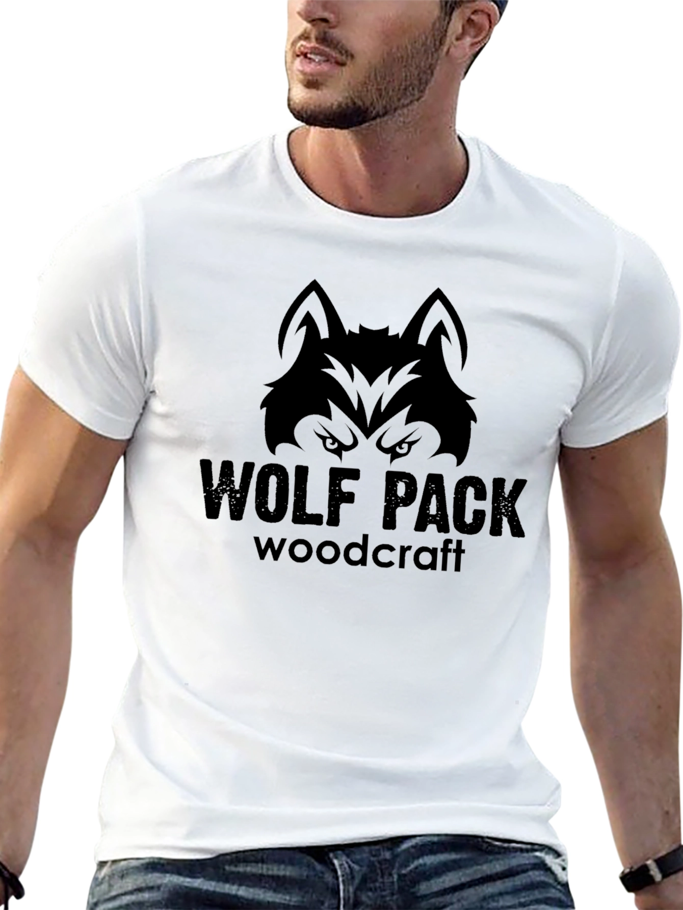 Wolf Pack Woodcraft Graphic T-Shirt - Black