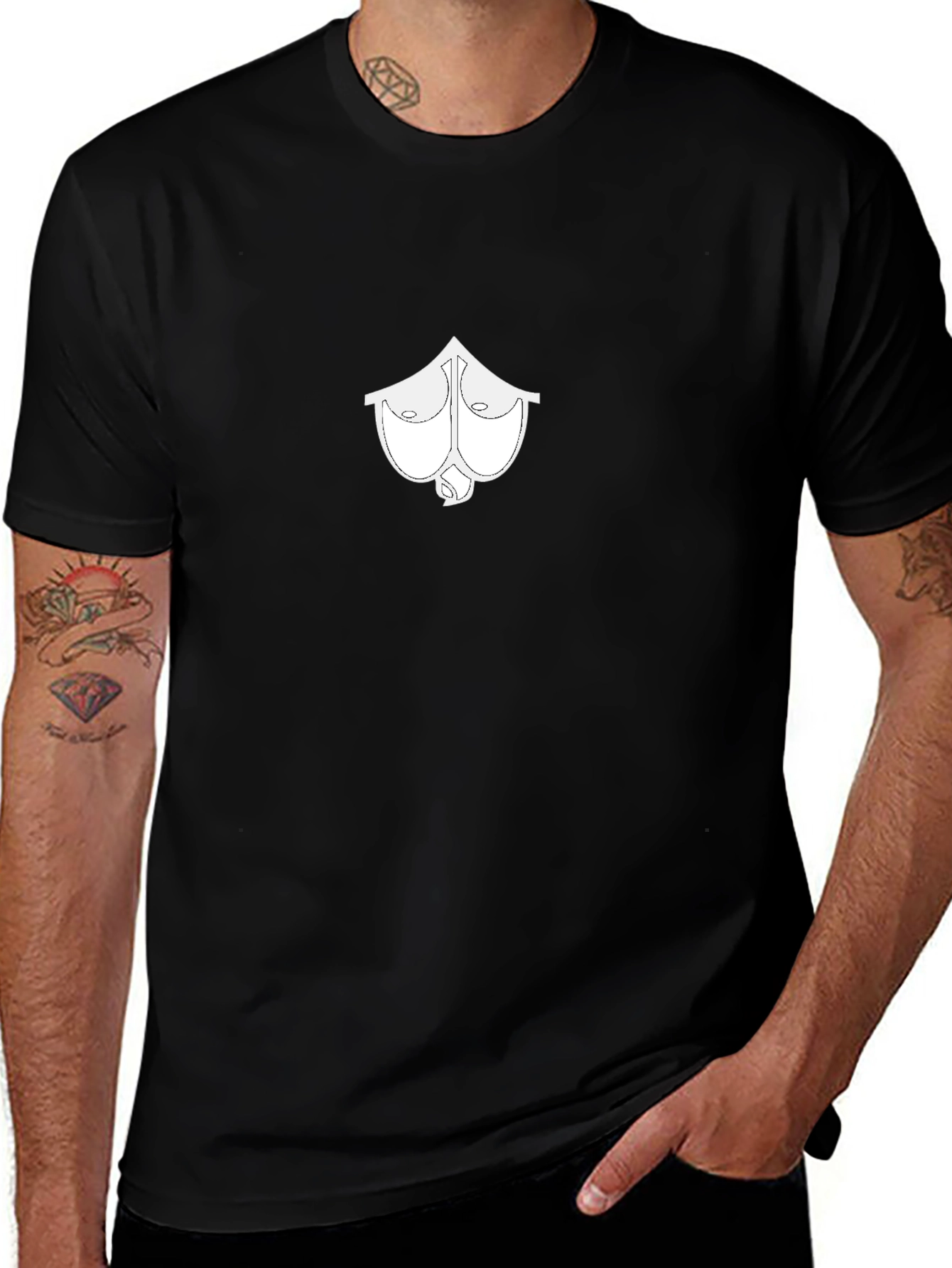 Mens Black T-Shirt with Boobs Ace Spade Graphic Print