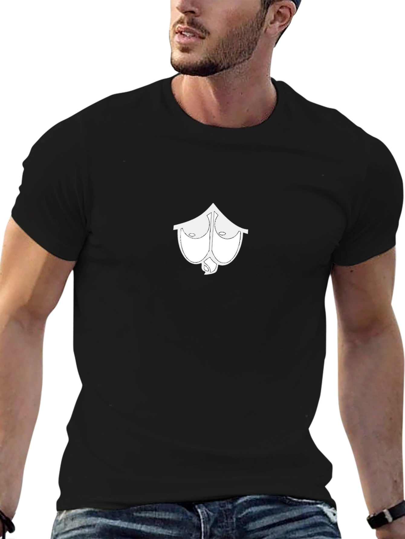 Mens Black T-Shirt with Boobs Ace Spade Graphic Print