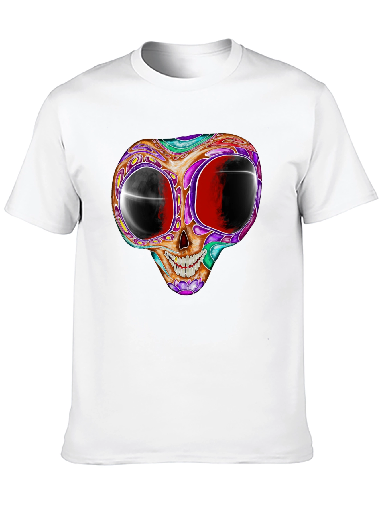 Psychedelic Skull Graphic Tee - Black