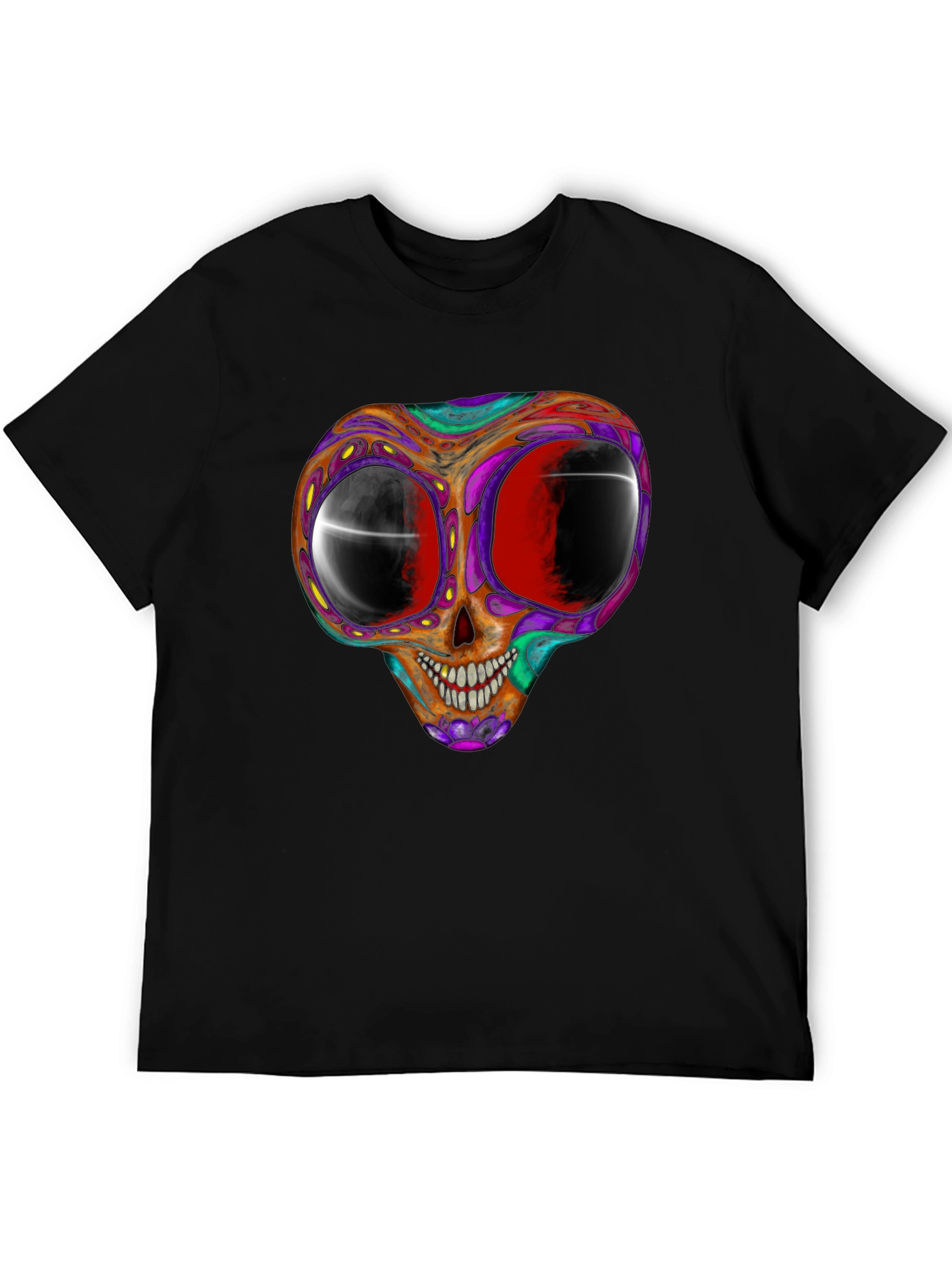 Psychedelic Skull Graphic Tee - Black