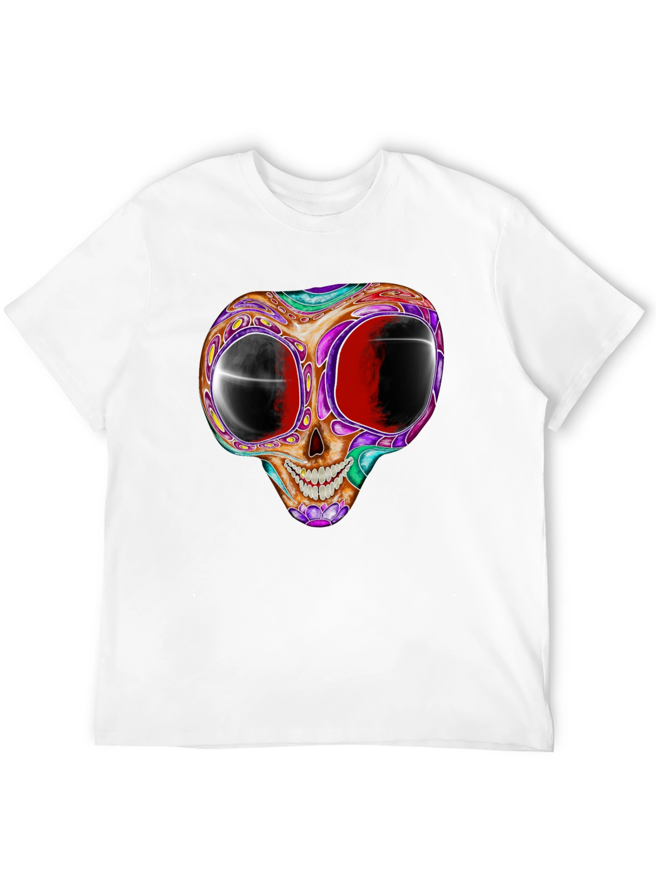 Psychedelic Skull Graphic Tee - Black