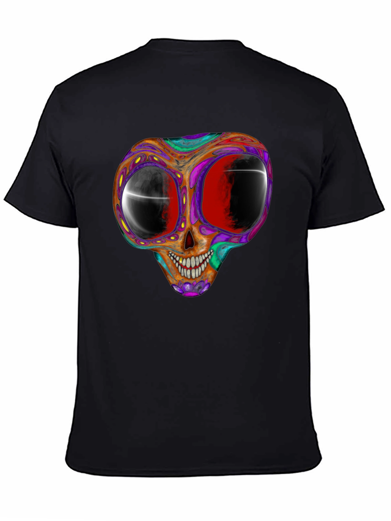 Psychedelic Skull Graphic Tee - Black