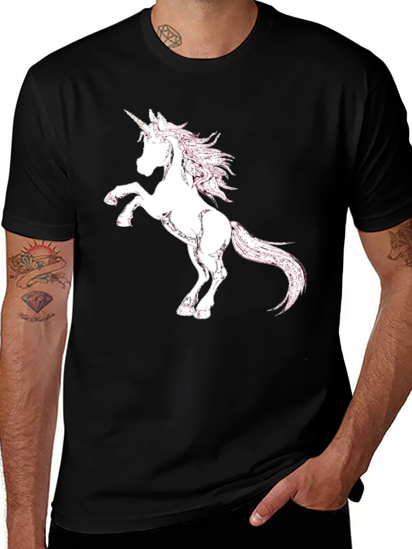 Unicorn Graphic Print Black T-Shirt
