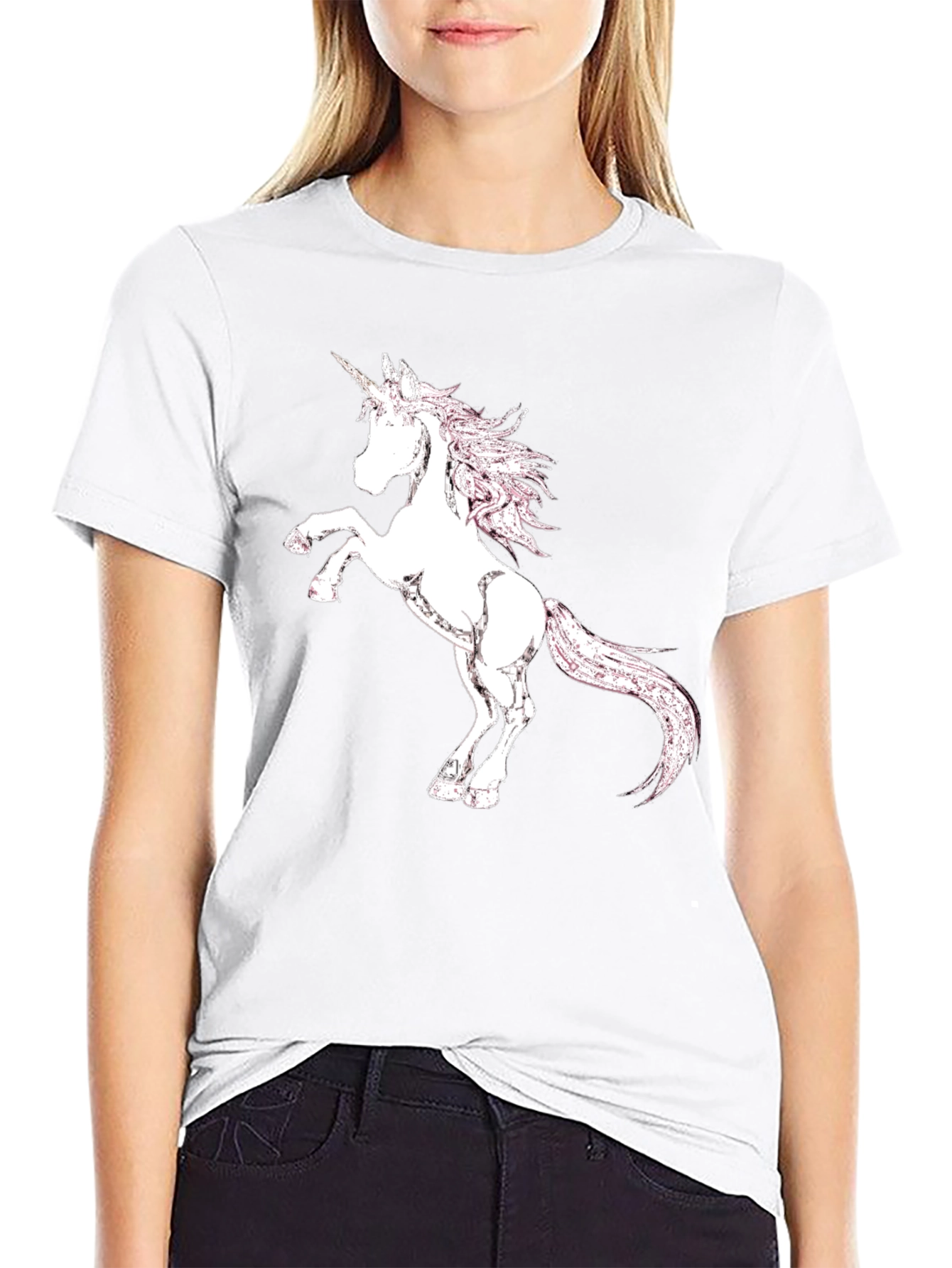 Unicorn Graphic Print Black T-Shirt