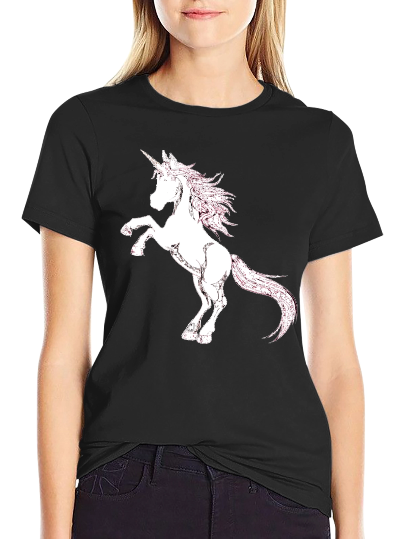 Unicorn Graphic Print Black T-Shirt