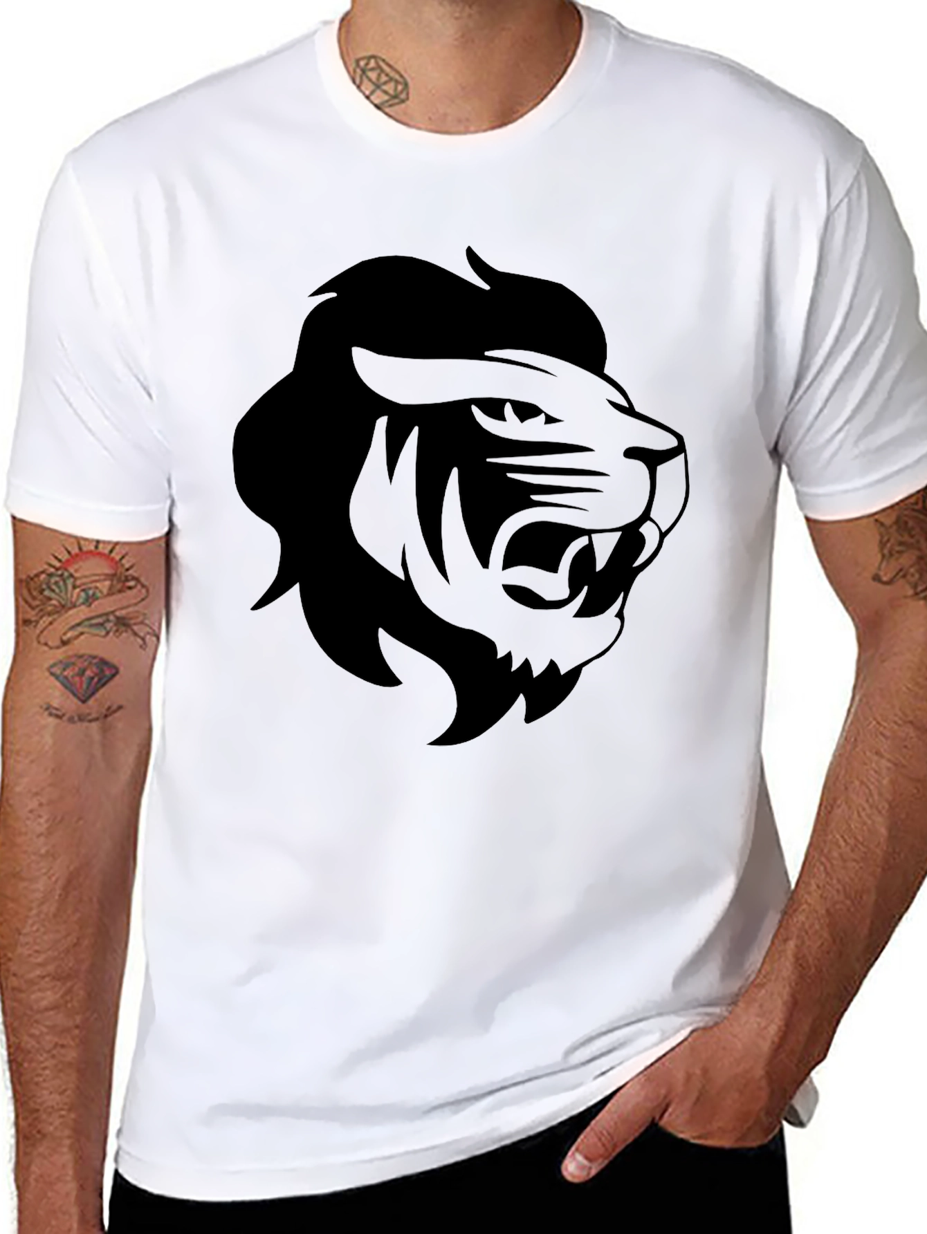 Black Lion Graphic Tee - Mens Casual Shirt