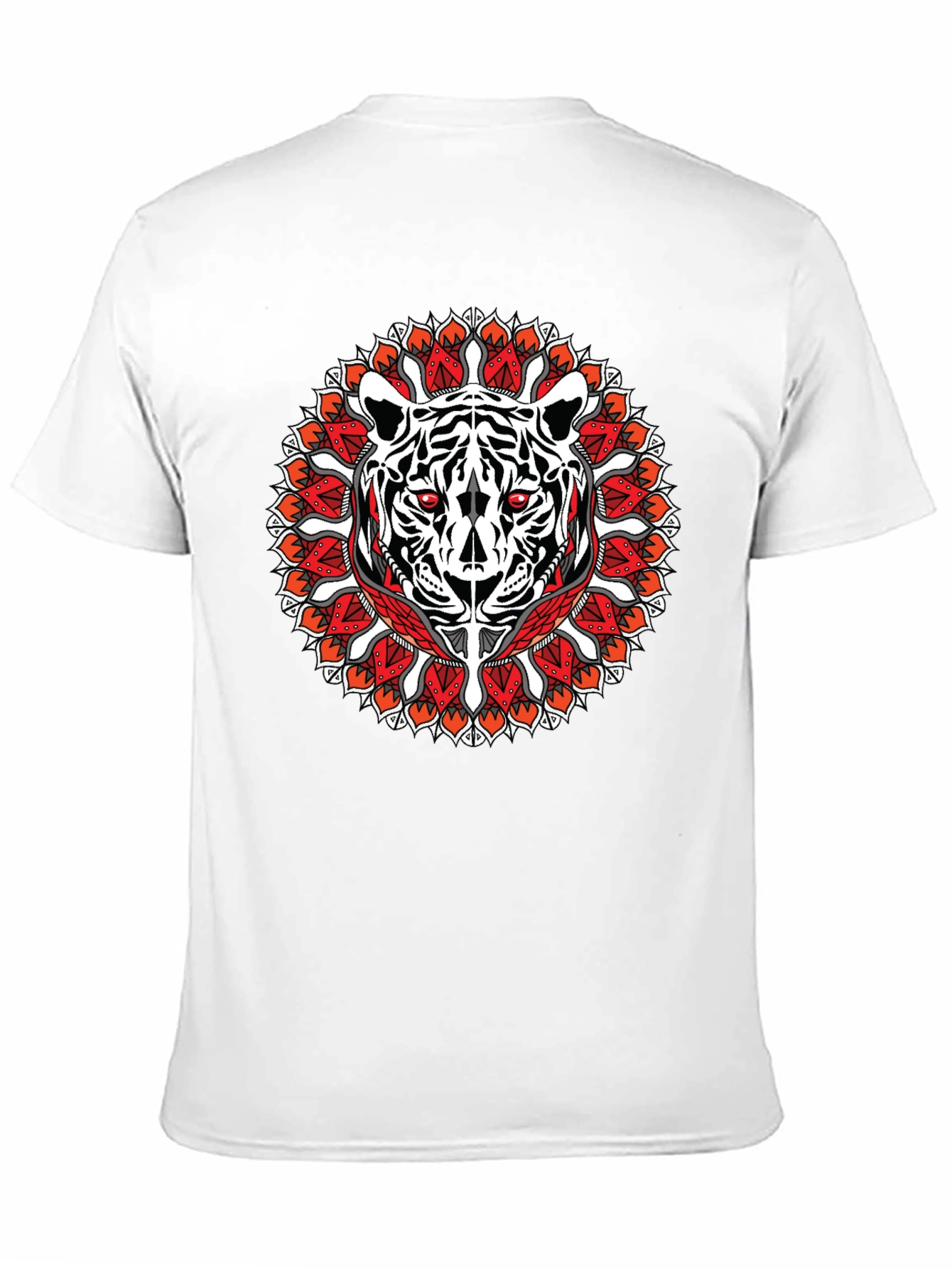 Tiger Mandala Graphic Print Black T-Shirt