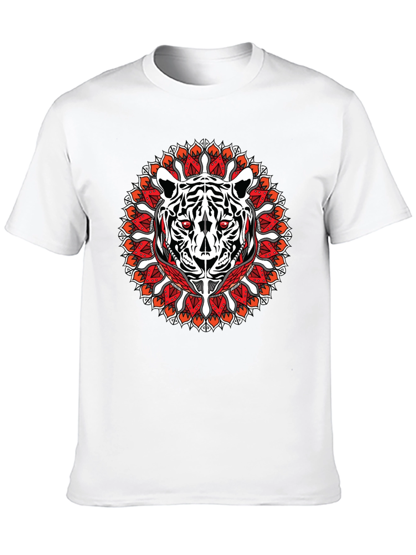 Tiger Mandala Graphic Print Black T-Shirt
