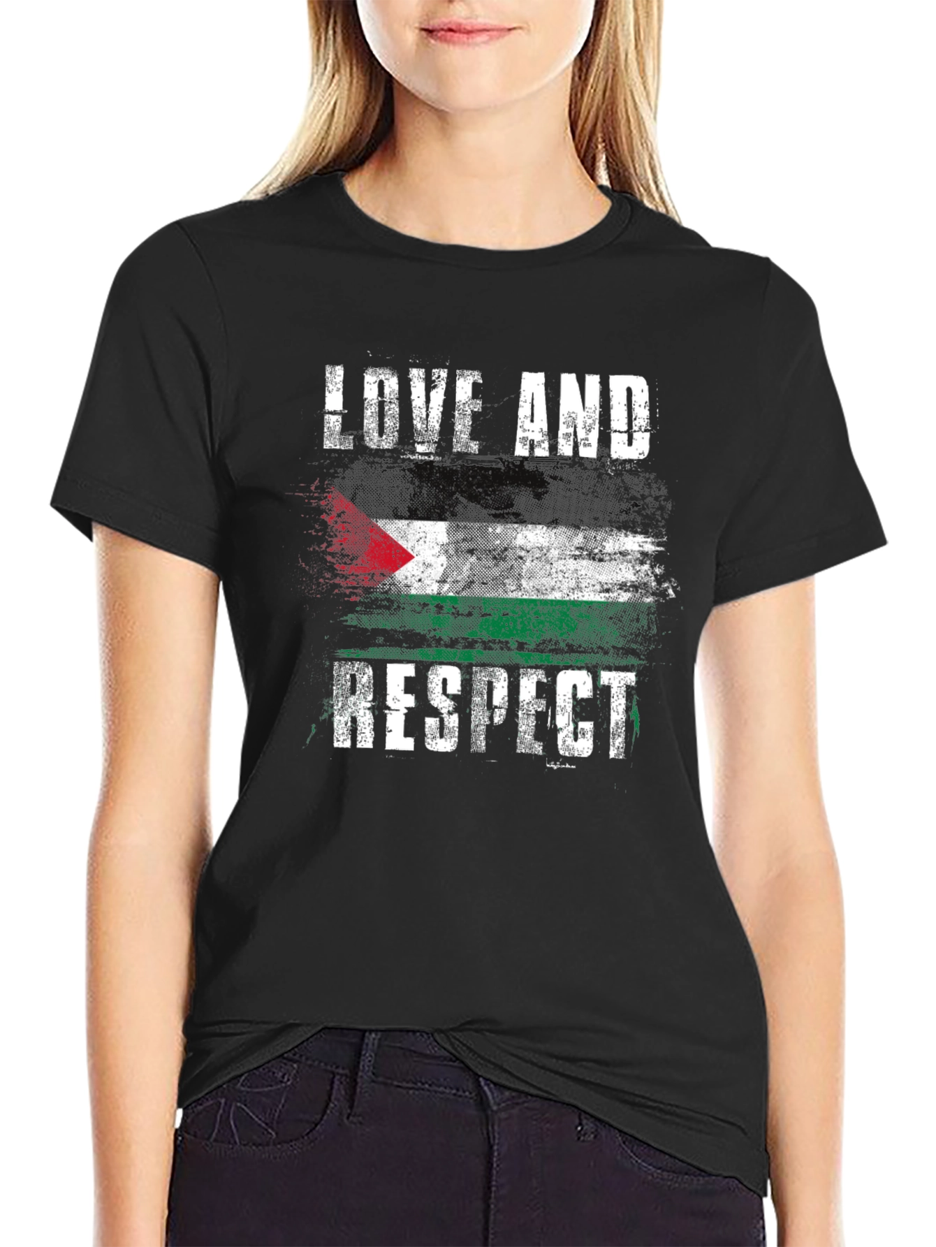 Love and Respect Palestine Flag Graphic T-Shirt