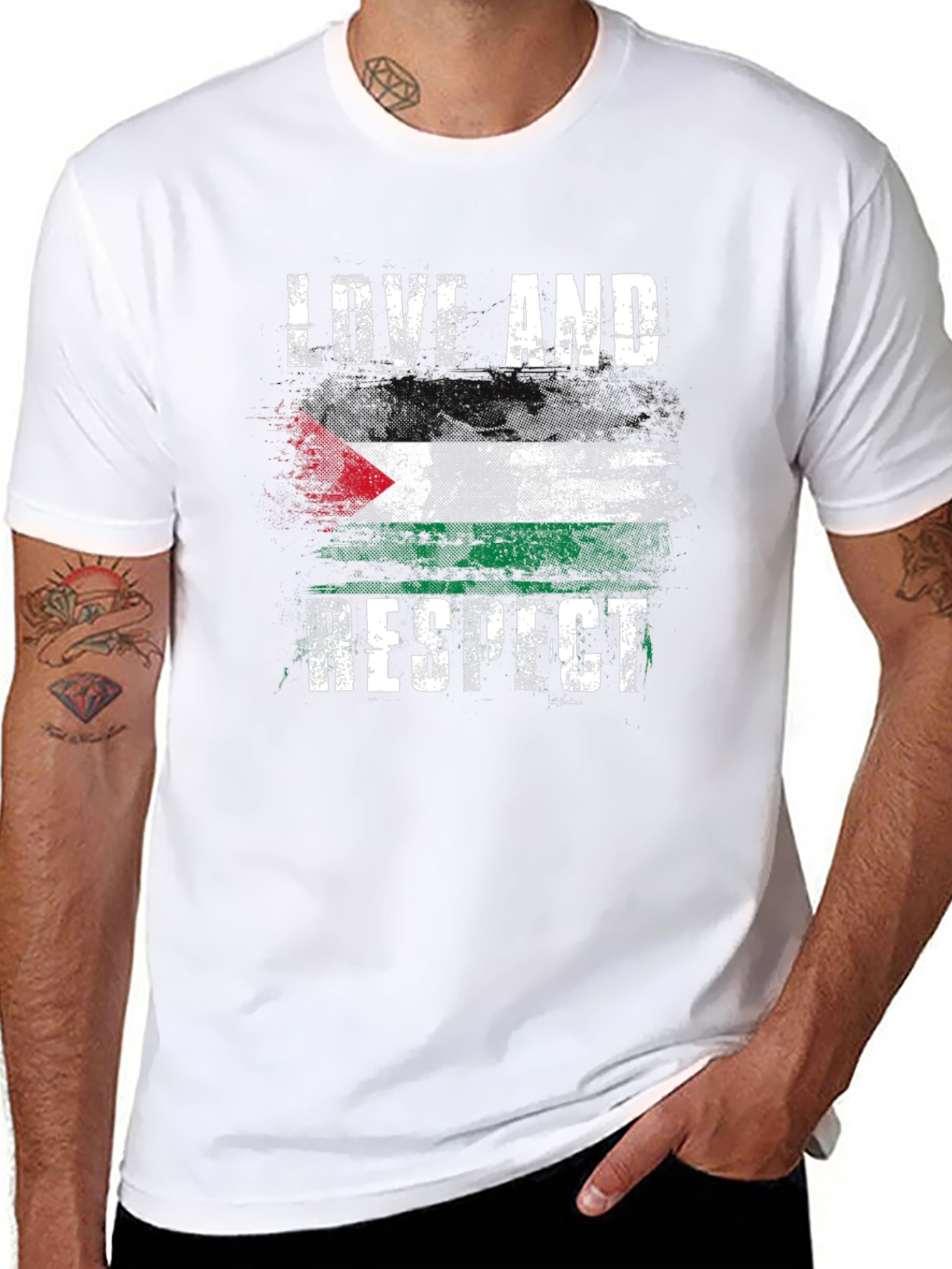 Love and Respect Palestine Flag Graphic T-Shirt