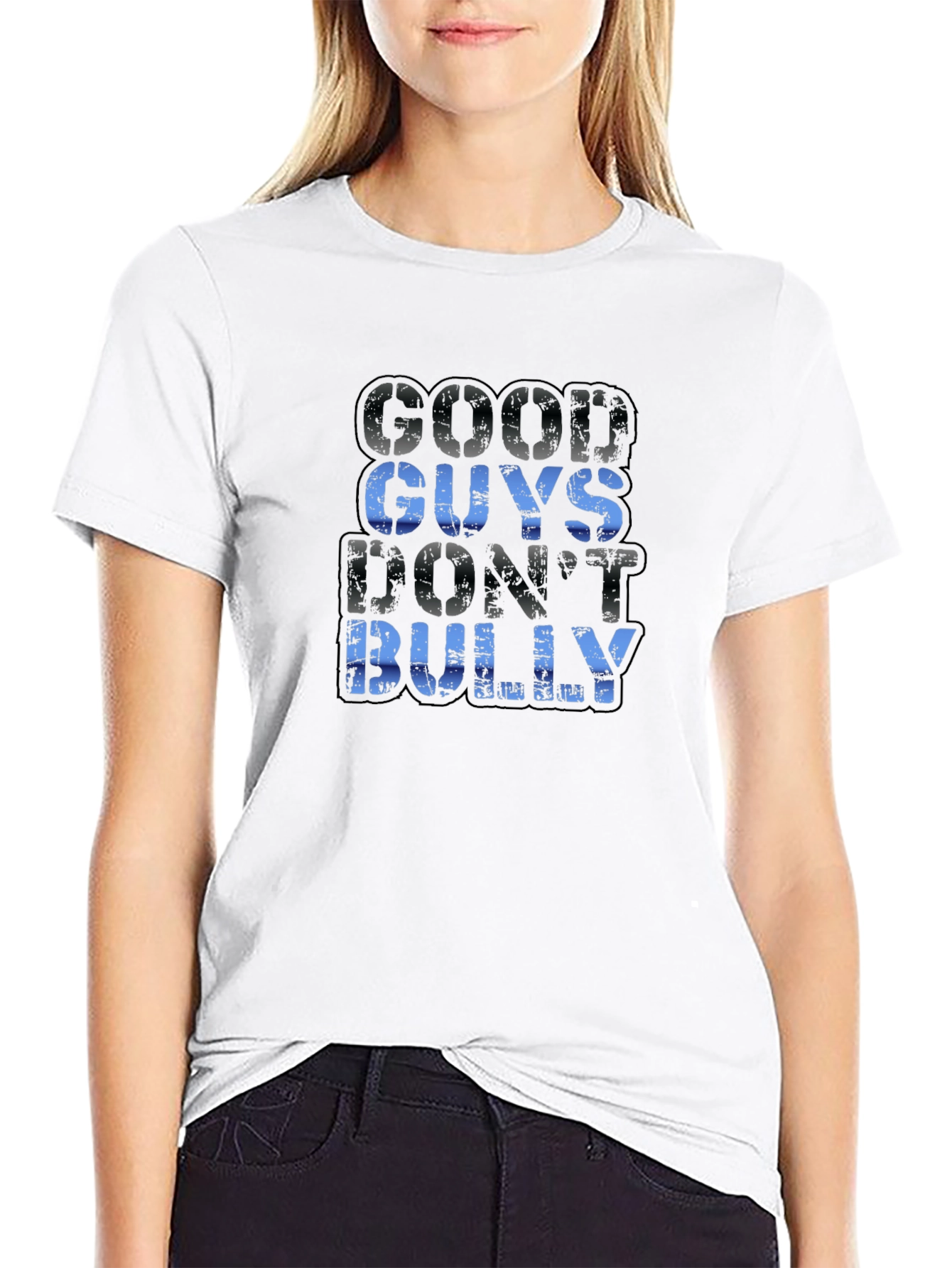 Good Guys Dont Bully Black Graphic Tee