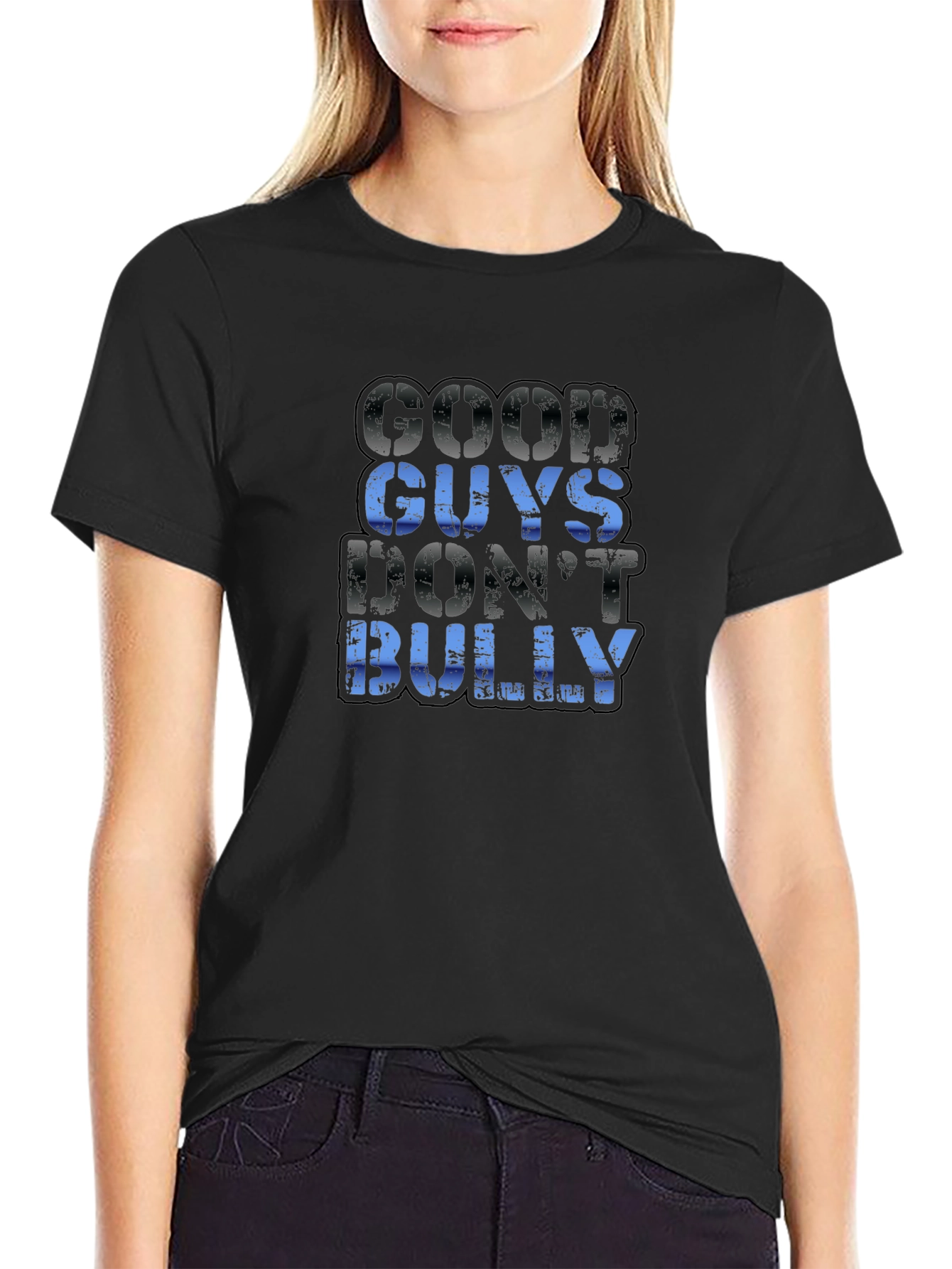 Good Guys Dont Bully Black Graphic Tee