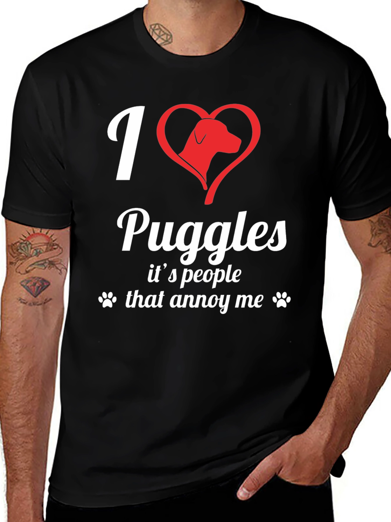 I Love Puggles Funny Novelty T-Shirt
