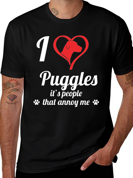 I Love Puggles Funny Novelty T-Shirt
