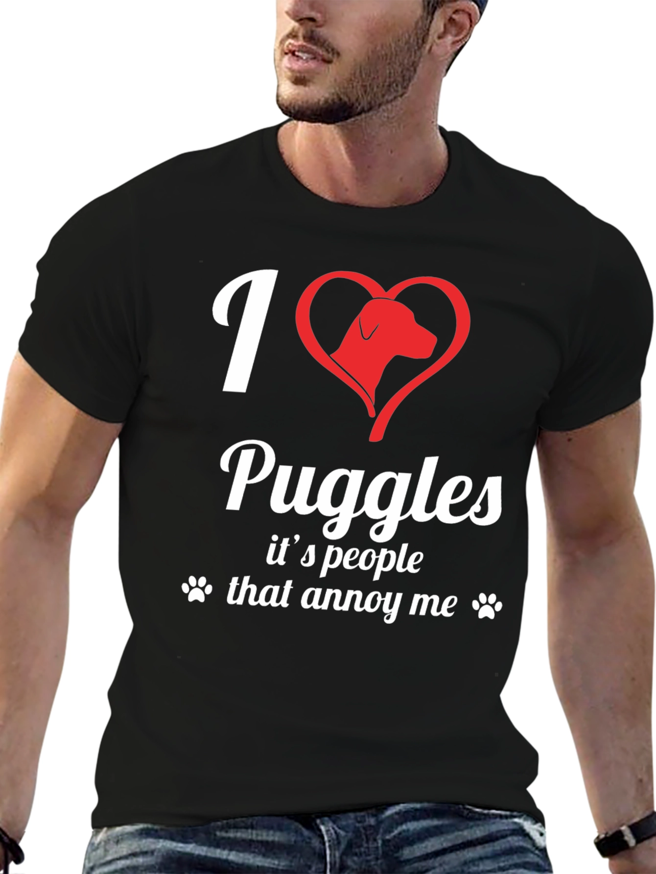 I Love Puggles Funny Novelty T-Shirt