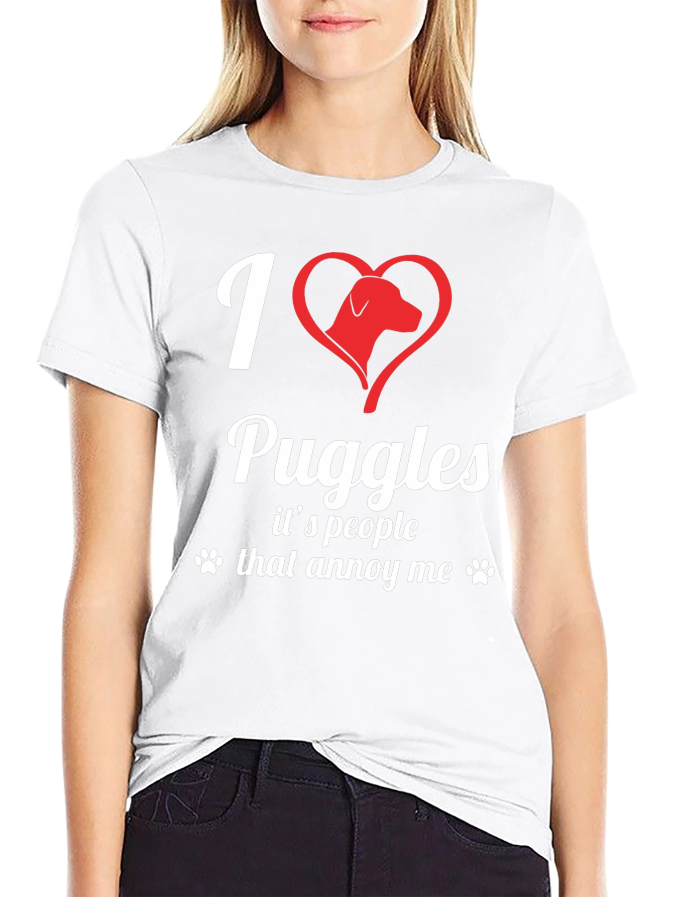 I Love Puggles Funny Novelty T-Shirt