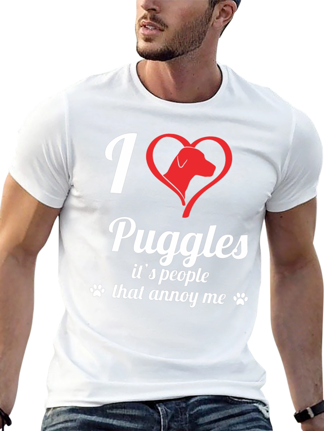I Love Puggles Funny Novelty T-Shirt